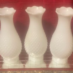 3 milk glass hurricanes