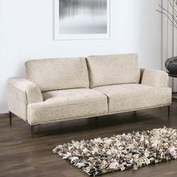 LIGHT BROWN CHENILLE FABRIC SOFA COUCH