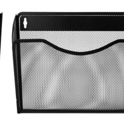Wall Mount File Hanging Organizer, Casewin Metal Mesh Office Home Folder Binder Holder Magazine Mail Sorter Rack, Black 1Pack