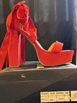 Red Lace Up Heels - Fashion Nova - Brand New