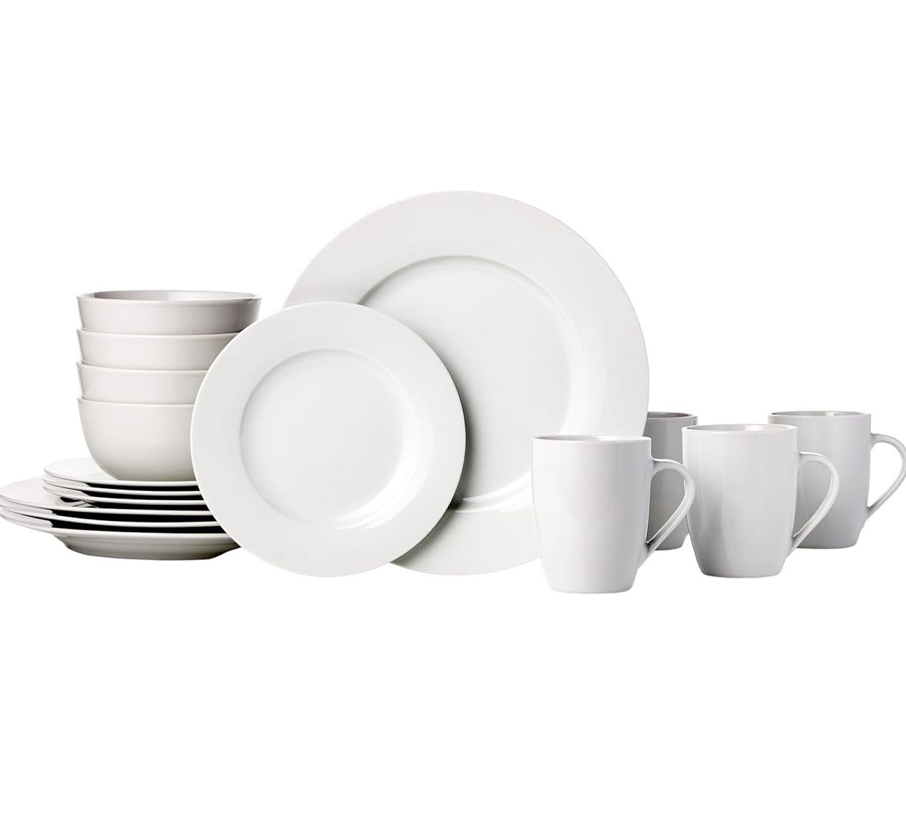 Amazon Basics 16-Piece Porcelain Kitchen Dinnerware Set Service For 4