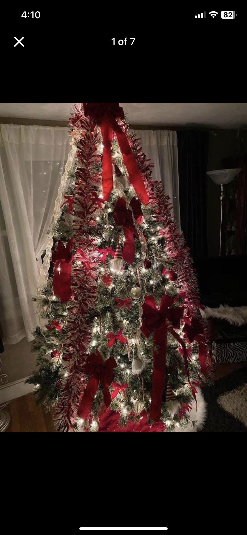 8ft. Pre-Lit *Quickset* Mountain Fir Natural Look Artificial Christmas Tree, White lights.