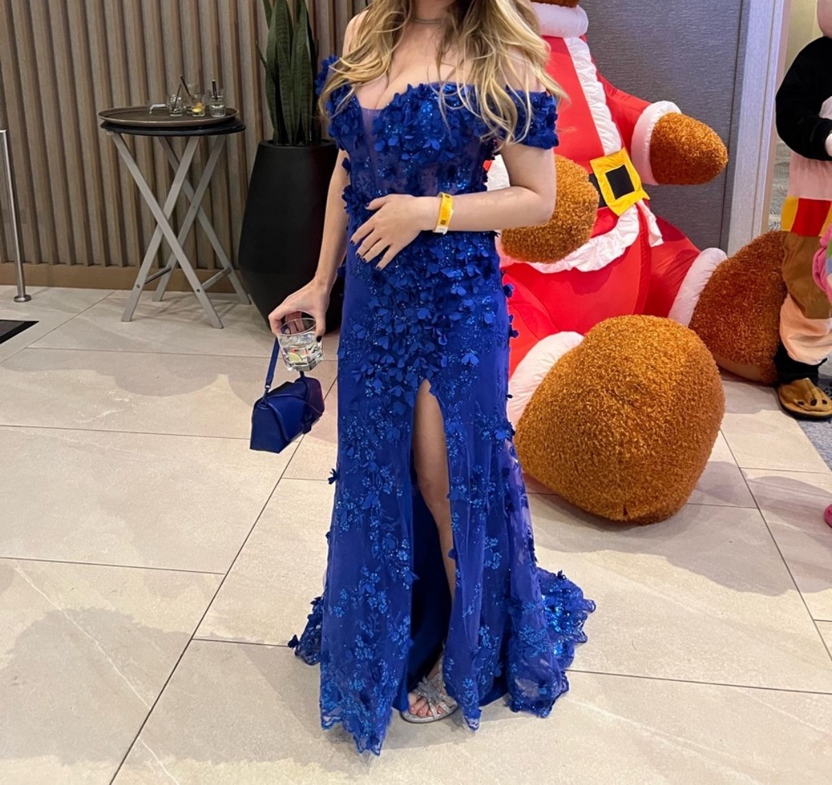 Hand Embroidered Blue Evening Gown Size 6