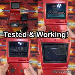 Nintendo Game Boy Advance SP Red AGS-001 Bundle + Charger & 1 Game Tested OEM
