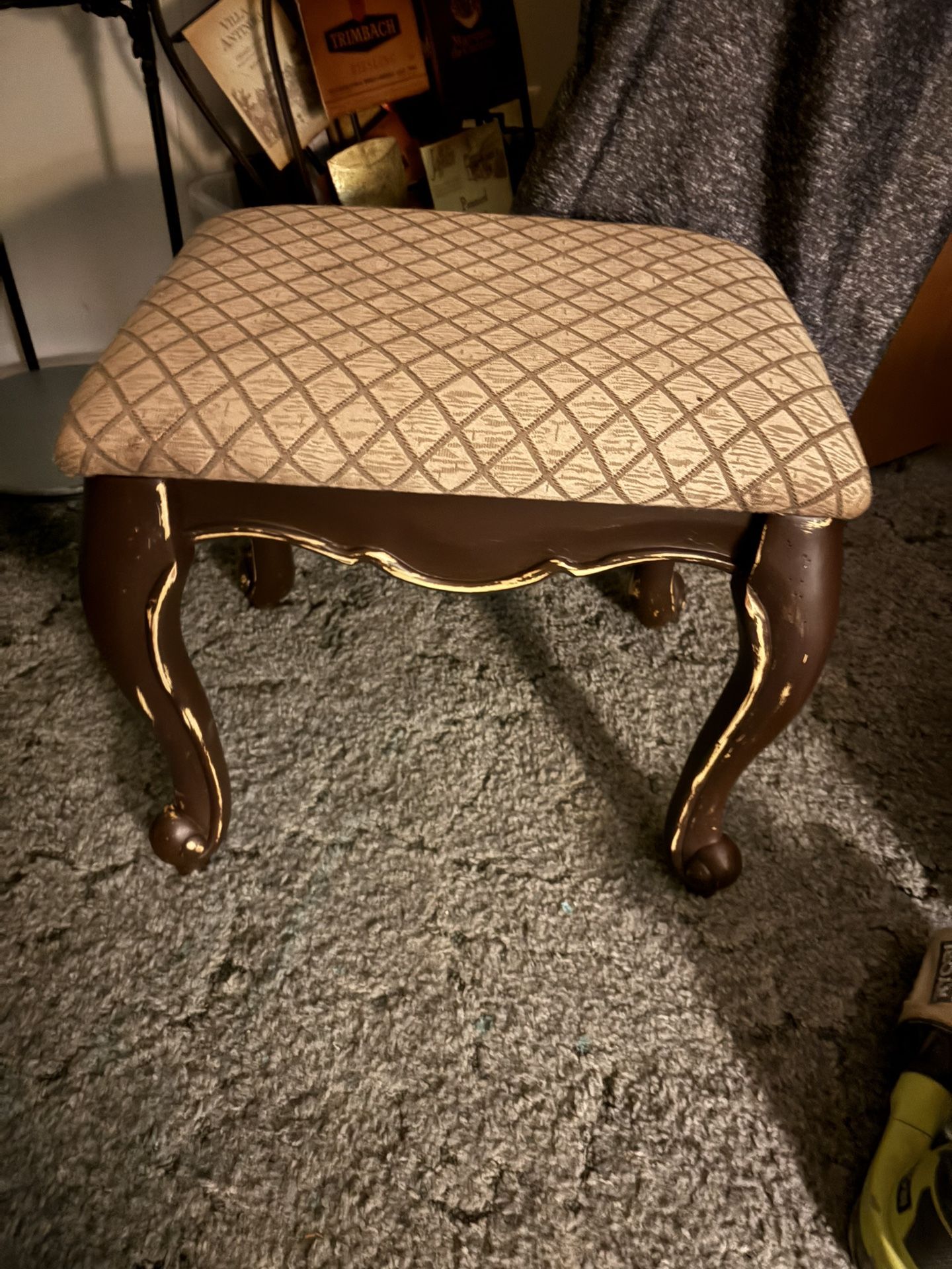 Foot stool/ vanity stool 15” deep 19” wide 16” tall