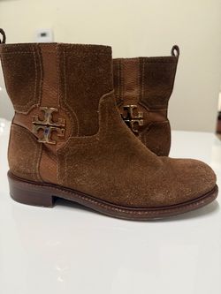 Tory Burch Brown Suede Logo Ankle Boots – Women’s Size 6