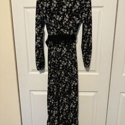 Modest Black Floral Dress