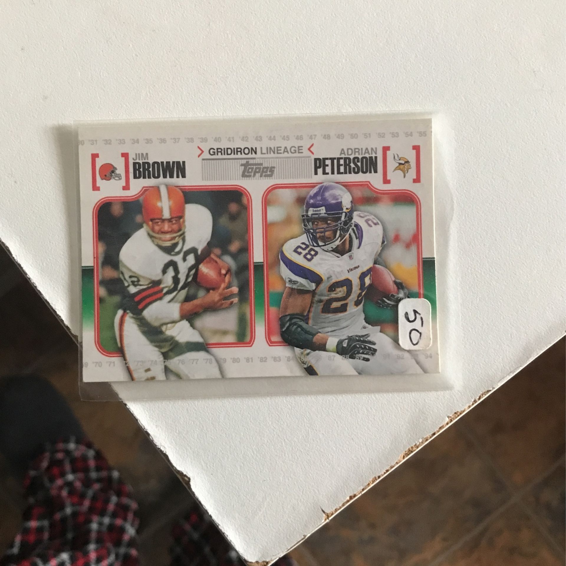 Jim Brown And Adrian Peterson Duo Card