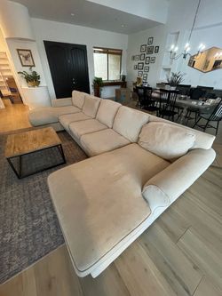 Large used Cream Fabric Sectional Sofa