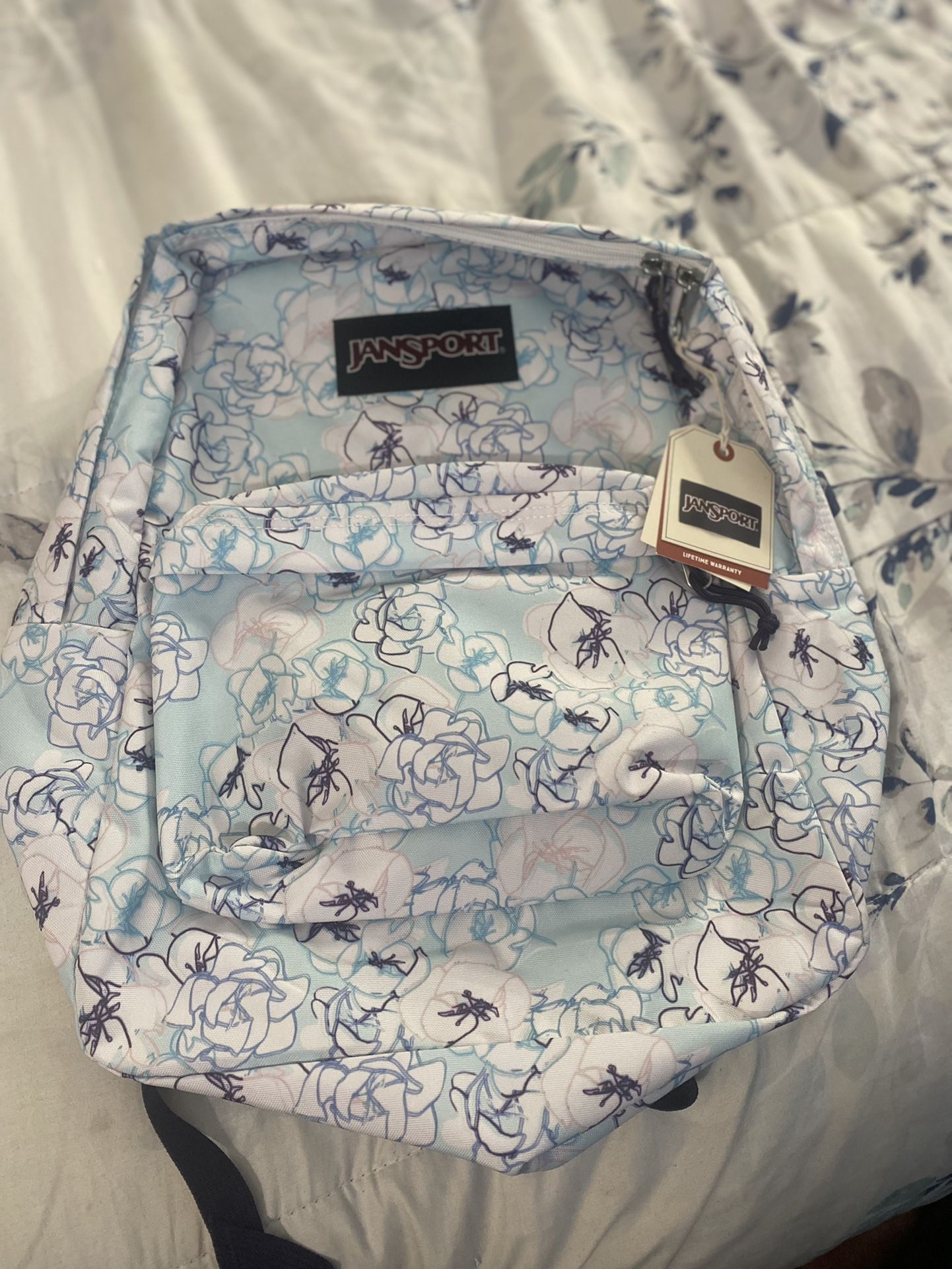 Jansport Backpack/Blue Sketch Floral