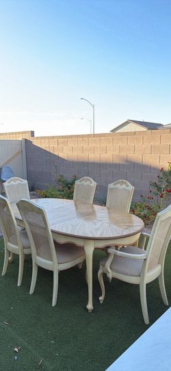Vintage French Provincial Dining Set - Table & 6 Chairs