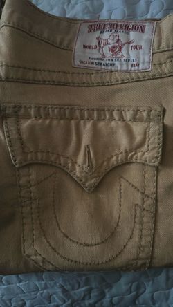 True Religion White And Brown Pants