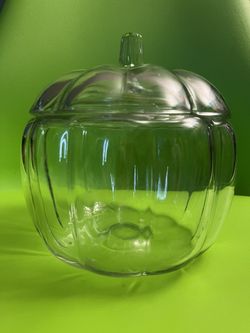 Vintage Clear Glass Pumpkin Jar