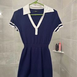 Navy  Blue Collared Dress