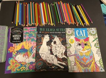 Adult Color Books And Lots Of Colored Pencils