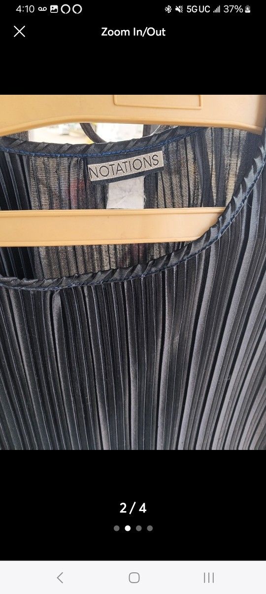 Notations Black Crinkle Lined Blouse MED