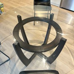 Round Glass/wood Dining Table 