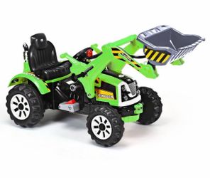 Kids Ride On Excavator Truck 12-Volt Battery Powered Front Loader Digger Green