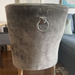 Olive Green Velvet Design Chair With Silver Ring