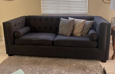 Dark Gray Tufted Fabric Sofa