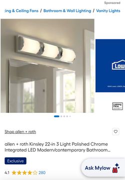allen + roth Kinsley 22-in 3 Light Polished Chrome Integrated LED Modern/contemporary Bathroom...