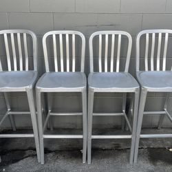 Mid Century Modern Industrial Aluminum Barstool Chairs