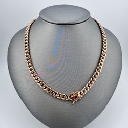 10k Rose Gold  Cuban Link Necklace With Box Lock 