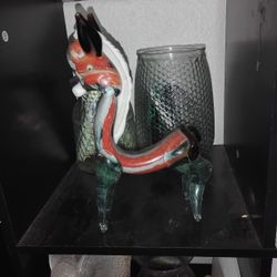 One Of A Kind Handmade Glass Blown Multicolored Horse