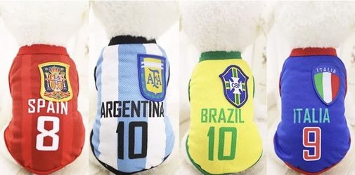 Dog Vest Pet Clothes World Cup Football Clothing Puppy Teddy Apparel Brazil Argentina Spain Italy