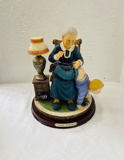 Grandma Sewing Boys Trousers Statue 10"