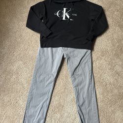 Women Set Of 2 Polo Ralph Lauren Pants 35/32 Calvin Klein Black Fleece Hoodie M