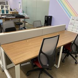Office Workstation Desks For 8 People With Chairs