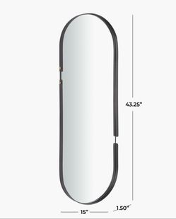 Oval Wall Mirror Black Metal Frame 43x15