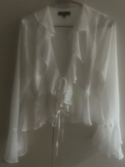 New White sheer blouse with ruffle