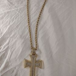 Gold Plated Cross Necklace Men's 