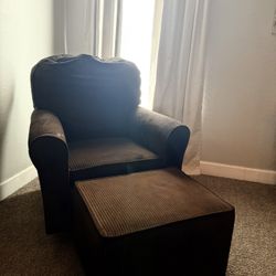 Brown Chenille Glider With Ottoman 