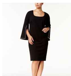 CALVIN KLEIN Black Split Bell Sleeve Dress Size 18W Plus 