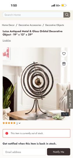 Livabliss Luisa Antiqued Metal & Glass Orbital Decor