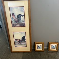 Framed Rooster Picture set