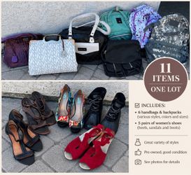11-Piece Women's Handbags, Backpacks & Shoes Lot