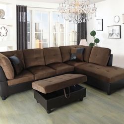 Brown Sectional Couch - Free Delivery 