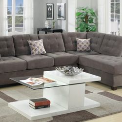 2-Piece Sectional Set W/ 2 Accent Pillows
2pc Reversible Sectional Sofa Set W/2 Accent Pillows-Charcoal

Color: Charcoal.  Seccional De 2 Piezas L
