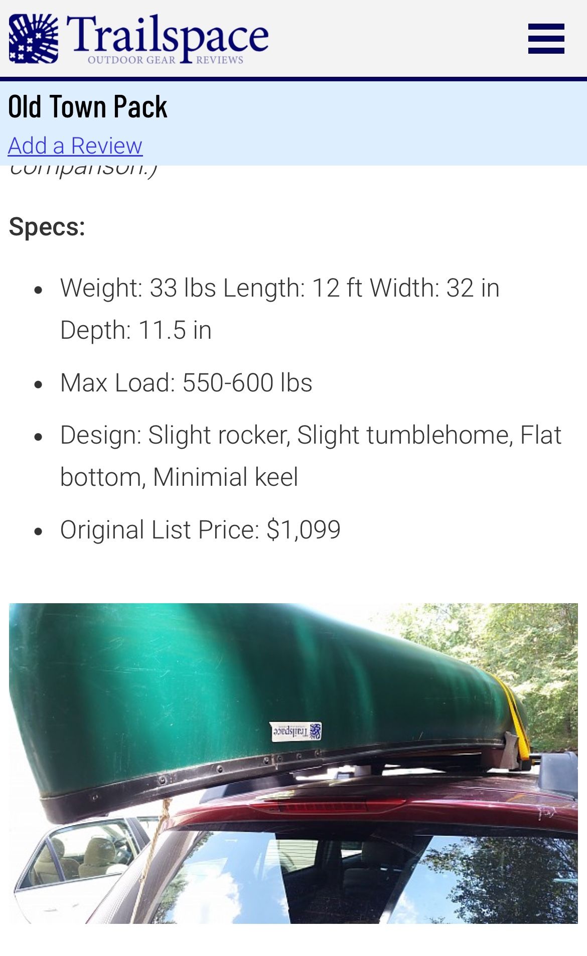 Old Town Pack Canoe