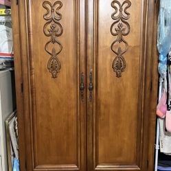Macys  Wood Tall Wardrobe/Armoire With Drawer And Storage For TV