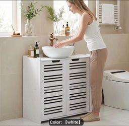White Under-Sink Bathroom Storage Cabinet (sink not included )