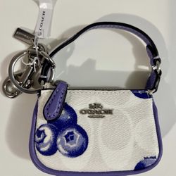 Coach Mini Nolita Bag Charm In Signature Canvas with Blueberry  