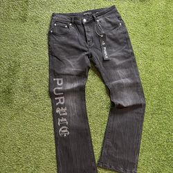 Purple jeans Purple Logo black flared