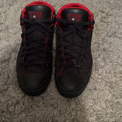 Red and black Converse High Tops 