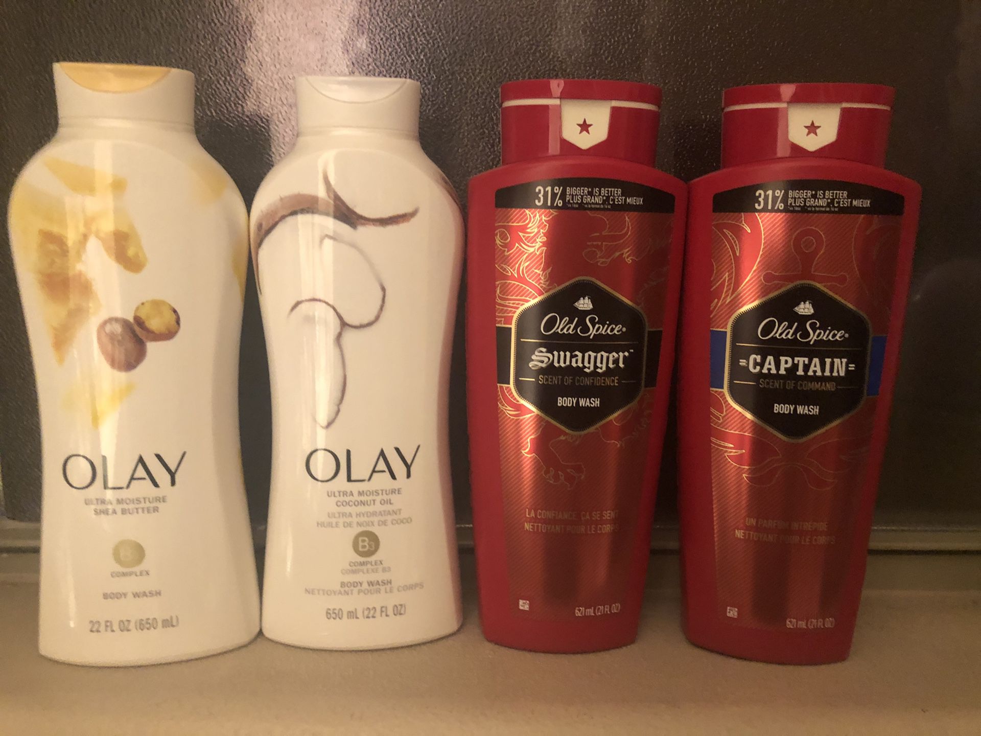 Olay and old spice body wash