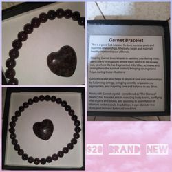 Garnet Crystal Bracelet And Crystal Heart